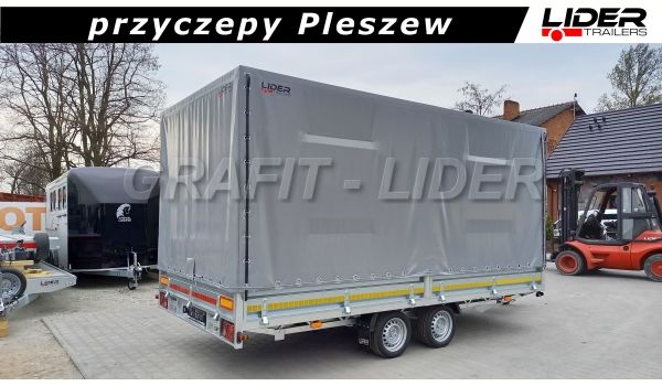 LT-138 przyczepa + plandeka 450x220x210cm, spedycyjna przyczepa ciężarowa, burty stalowe, DMC 2700kg