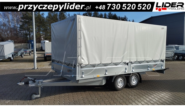 NP-103A przyczepa + plandeka  420x215x170cm, N20-420 2 kps, towarowa ciężarowa, platforma do 6 europalet, DMC 2000kg