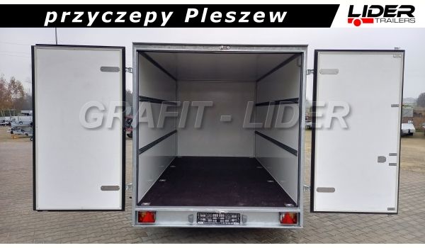 NW-024 przyczepa 400x200x190cm, furgon, kontener sandwich, drzwi tylne, DMC 2700kg