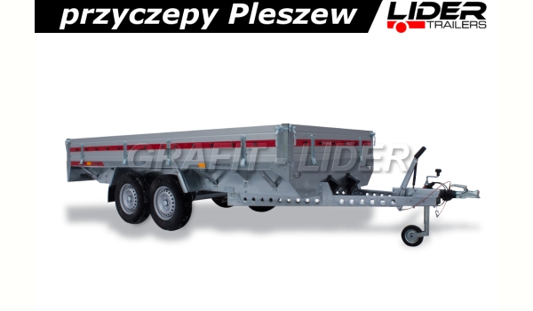 TM-087. przyczepa Transporter 3617 2C 1,5t, 365x171cm, ciężarowa, towarowa, burty aluminiowe, DMC 1500kg