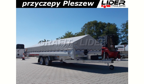 TM-127. przyczepa ciężarowa Carplatform 5020S 3,0t, burty aluminiowe, zabudowa, plandeka + stelaż, laweta, platforma, 507x211x30cm, DMC 3000kg