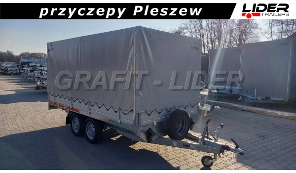 TM-087C przyczepa + plandeka 365x171x150cm, Transporter 3617, ciężarowa, towarowa, burty aluminiowe, DMC 1500kg