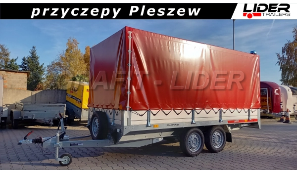 TM-087B przyczepa + plandeka 365x171x150cm, Transporter 3617, ciężarowa, towarowa, burty aluminiowe, DMC 1500kg