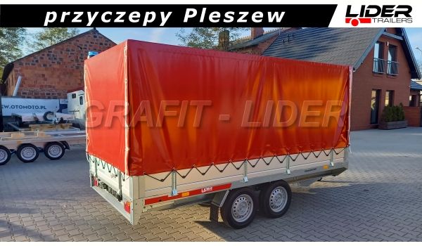 TM-285 przyczepa + plandeka 365x171x150cm, Transporter 3617, ciężarowa, towarowa, burty aluminiowe, DMC 1500kg