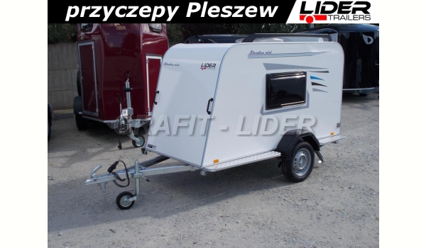 TP-041. przyczepa 253x110x125cm Mini Camping, furgon izolowany, szyberdach, okna, podpory DMC 750kg